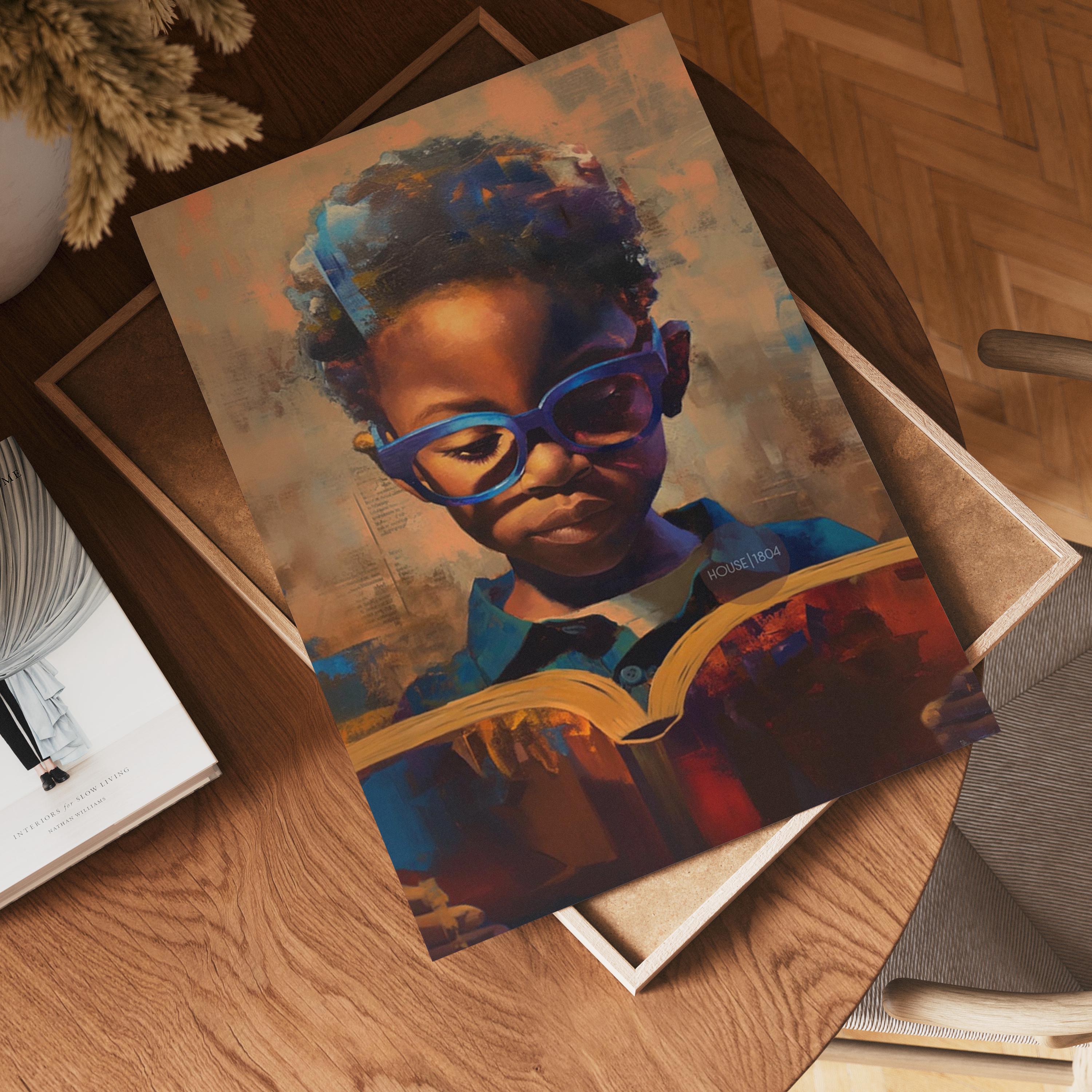 Black Boy Reading Art, Black Boy Joy Reading Poster, Black Boy Nursery Canvas Print, Black Boy Artwork, Black Kid Art