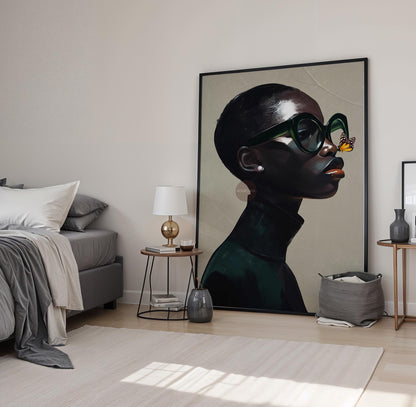 Black Woman Art Print Neutral Afrocentric Canvas Beige Luxury Art