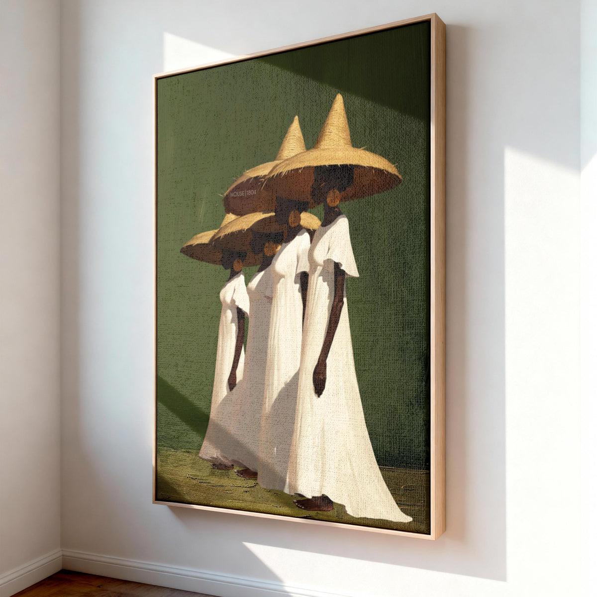 black women wall art, Sisterhood Canvas Print, Afrocentric  Contemporary, Olive Green.