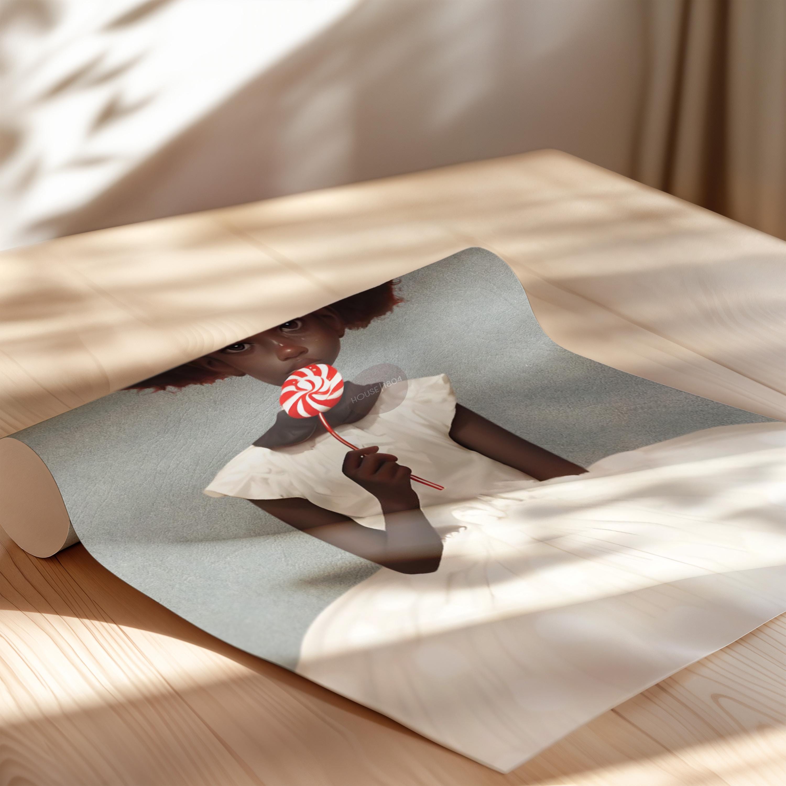 Black Kids Wall Art, Cute Black Girl Nursery Art, Black Toddler Room Art