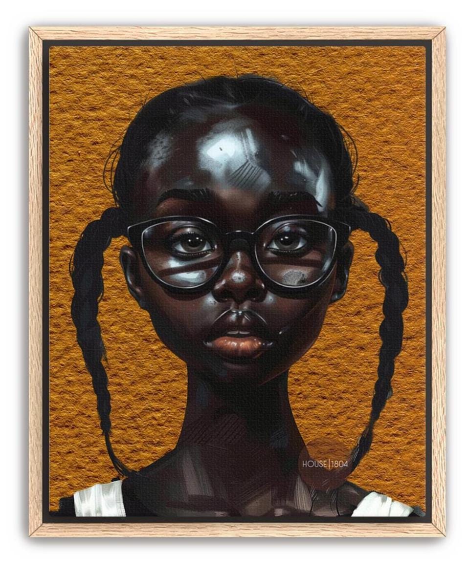 Melanin Art Print - Black Girl Canvas Bold Yellow Art on Hand Stretched Canvas