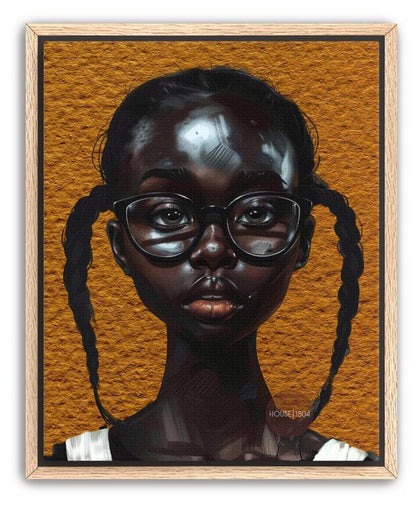 Melanin Art Print - Black Girl Canvas Bold Yellow Art on Hand Stretched Canvas