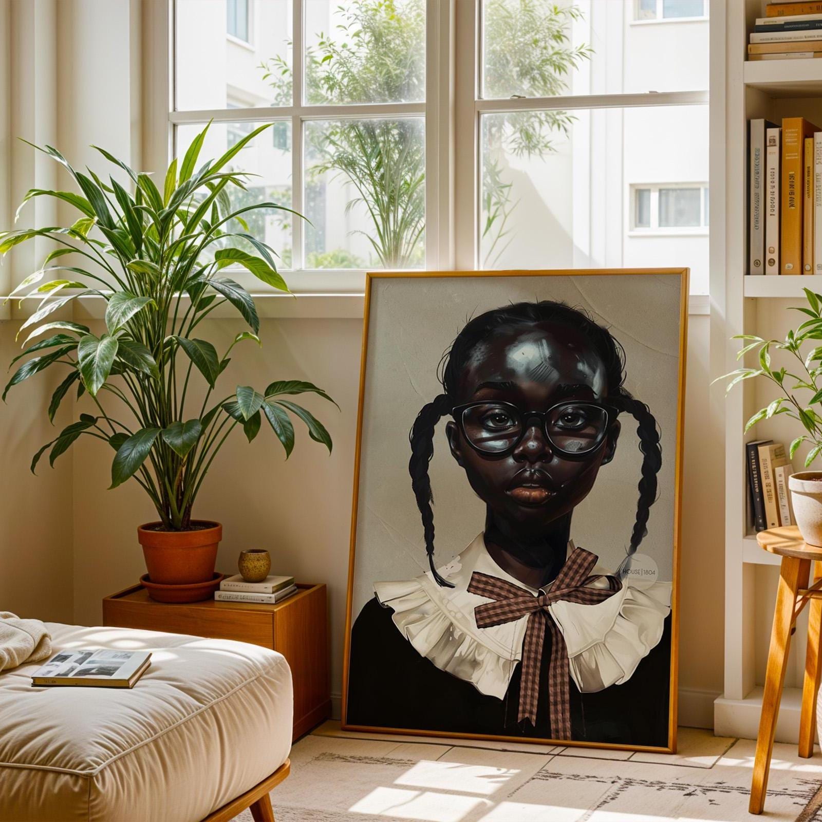 Black Girl Art Print | School Girl Framed Canvas Wall Art