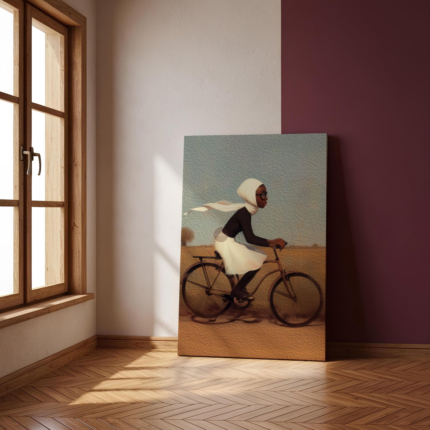 Whimsical Black Girl Framed Canvas Art