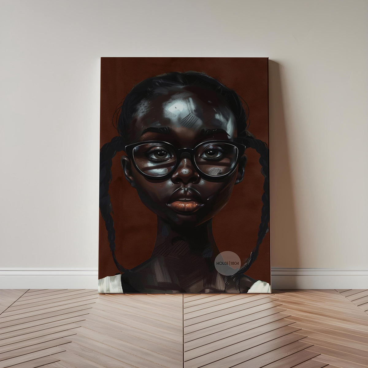 Little Black Girl Wall Art Framed: Afrocentric, African American Children Canvas Print