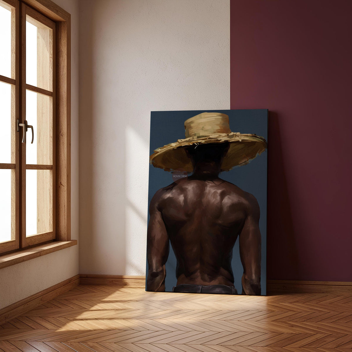 Afro Caribbean Wall Art, Island Black Man Portrait, Deep Blue Sea