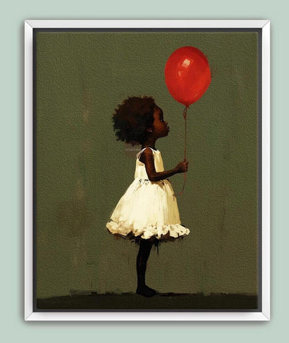 Black Girl Art, Whimsical Balloon Print | Paper Or Canvas, Nursery Wall Decor - Multiple Sizes