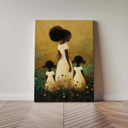 Motherhood Framed Canvas Art, Two daughters