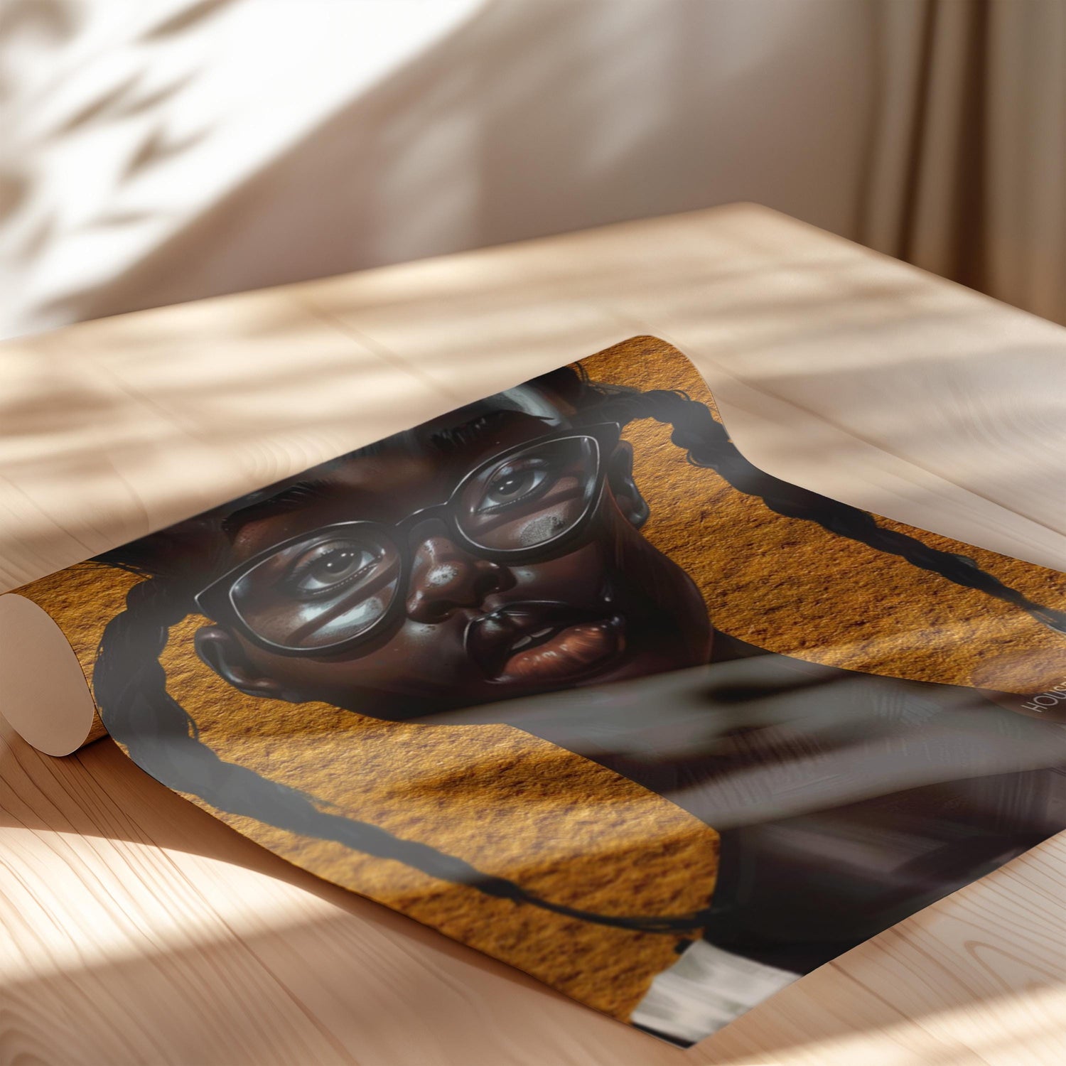 Melanin Art Print - Black Girl Canvas Bold Yellow Art on Hand Stretched Canvas