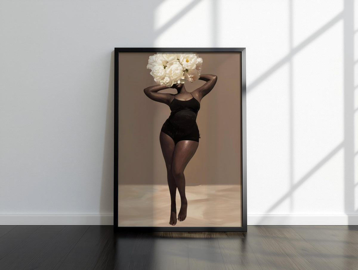 Body Positivity Wall Art, Black Curvy Woman Canvas Print | Framed or Unframed