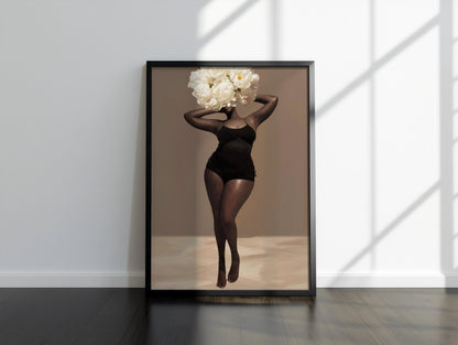 Body Positivity Wall Art, Black Curvy Woman Canvas Print | Framed or Unframed