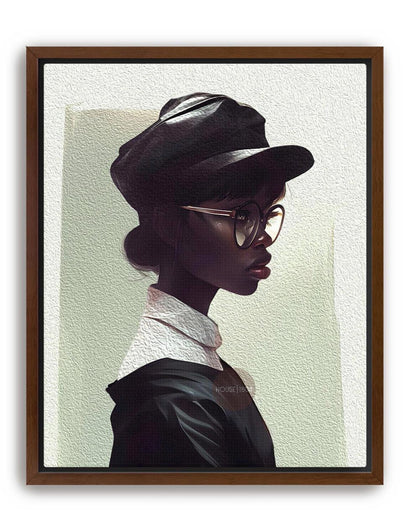 Black Woman Hat Canvas Art, Minimalist