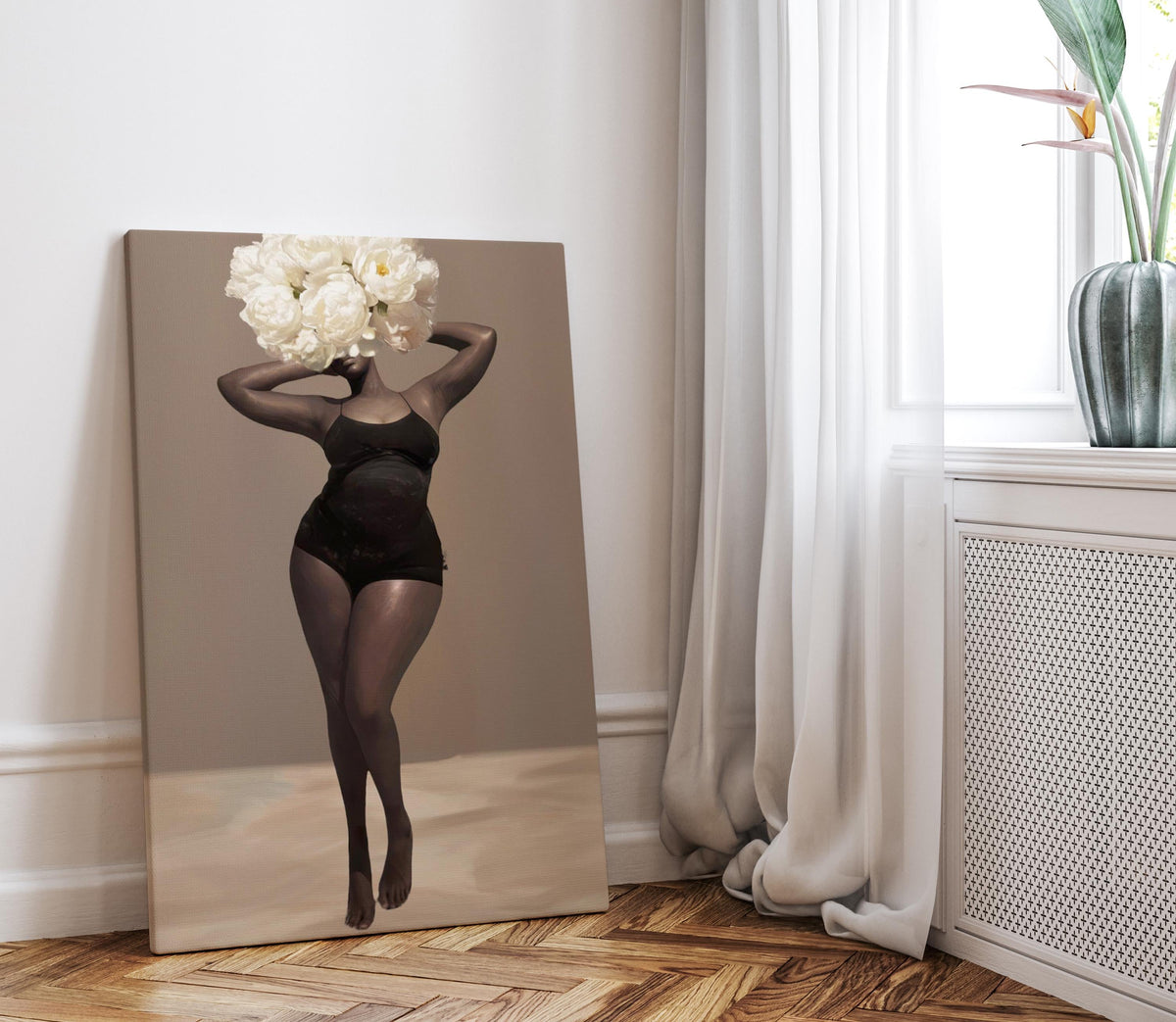 Body Positivity Wall Art, Black Curvy Woman Canvas Print | Framed or Unframed