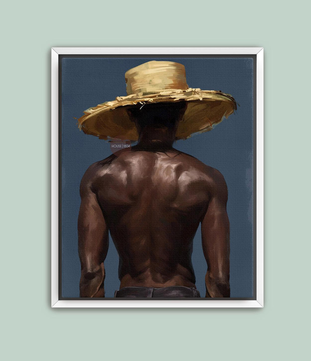 Afro Caribbean Wall Art, Island Black Man Portrait, Deep Blue Sea