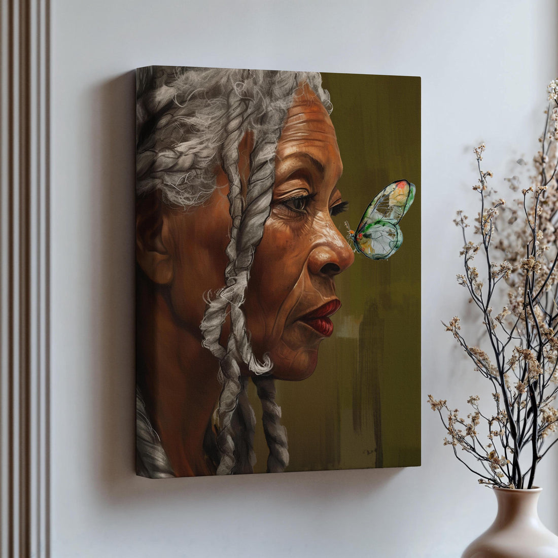 Older Black Woman Art, Gray Hair Lady Art, Elder Art, Black Woman Boho Art, Caribbean Woman Art, Caribbean Art, African Woman Art Prints