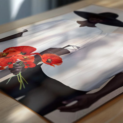 Afrocentric Couple Art Print: Black Love, Modern Poppies