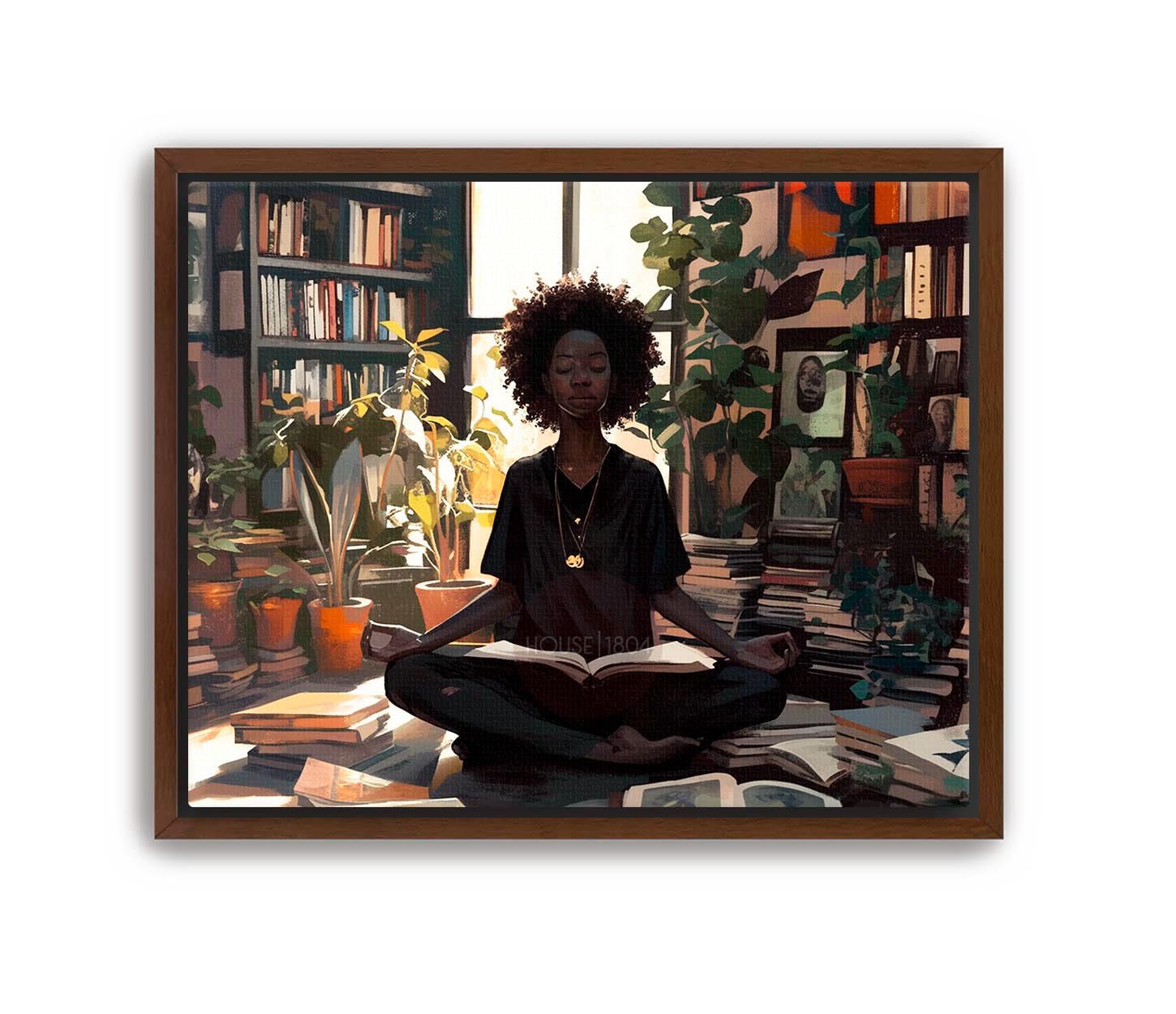 Black Woman Yoga Pose Pictures Art, Black Woman Meditating, Afro Wall Art, Black Woman Print, Black Bohemian Art, Black Woman Wall Art