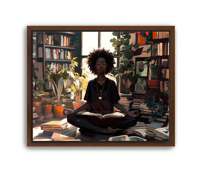 Black Woman Yoga Pose Pictures Art, Black Woman Meditating, Afro Wall Art, Black Woman Print, Black Bohemian Art, Black Woman Wall Art
