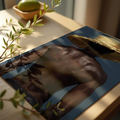 Afro Caribbean Wall Art, Island Black Man Portrait, Deep Blue Sea