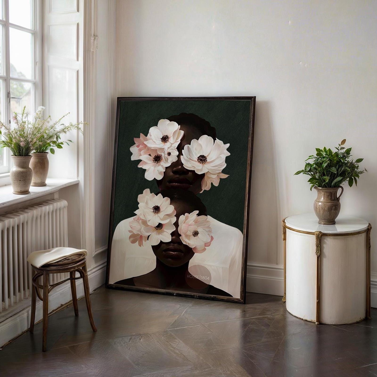 Black Mother and Daughter Canvas Wall Art: Motherhood, African American Family