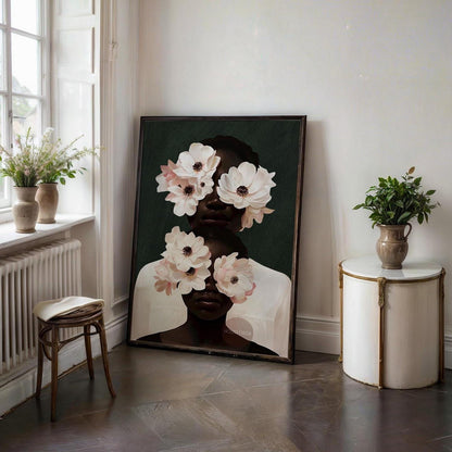 Black Mother and Daughter Canvas Wall Art: Motherhood, African American Family