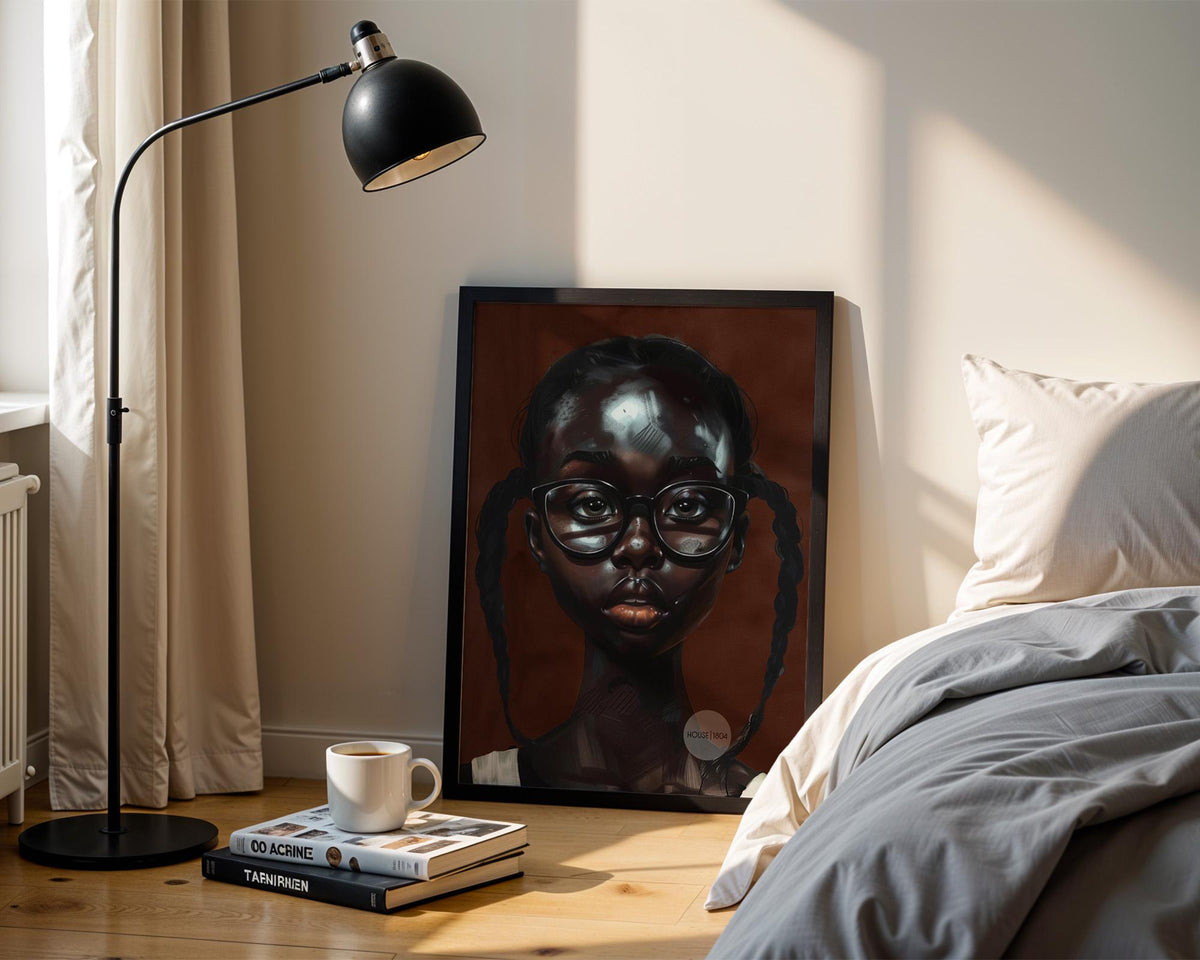 Little Black Girl Wall Art Framed: Afrocentric, African American Children Canvas Print