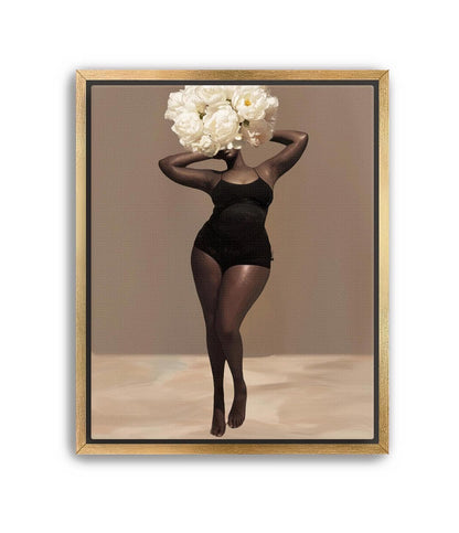 Body Positivity Wall Art, Black Curvy Woman Canvas Print | Framed or Unframed