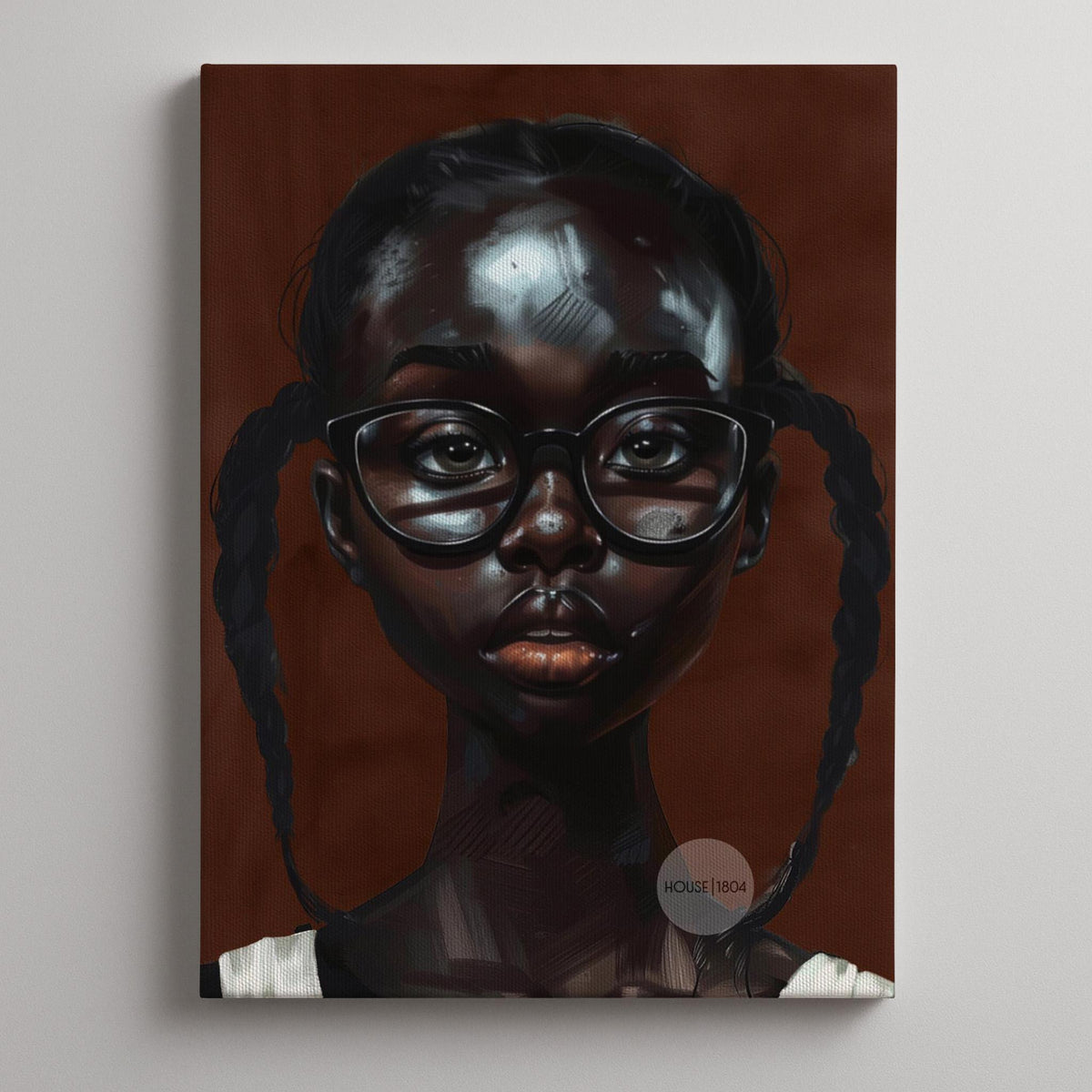 Little Black Girl Wall Art Framed: Afrocentric, African American Children Canvas Print