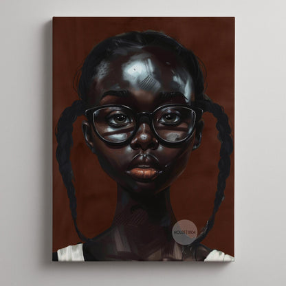 Little Black Girl Wall Art Framed: Afrocentric, African American Children Canvas Print