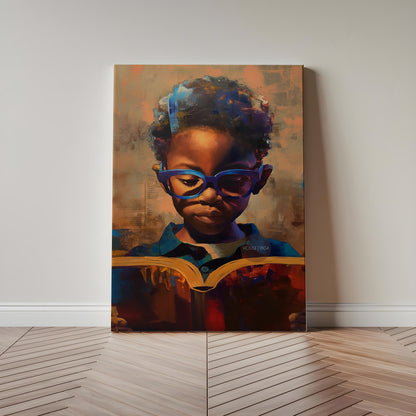 Black Boy Reading Art, Black Boy Joy Reading Poster, Black Boy Nursery Canvas Print, Black Boy Artwork, Black Kid Art