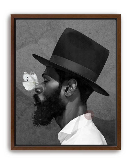 African American Man Portrait Print: Black White Modern Canvas Art