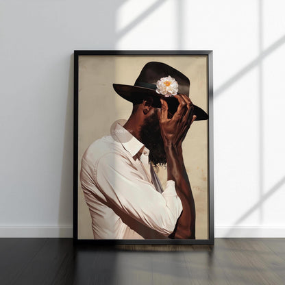 Black Man Portrait Art: Harlem Renaissance Art Print, Beige Background