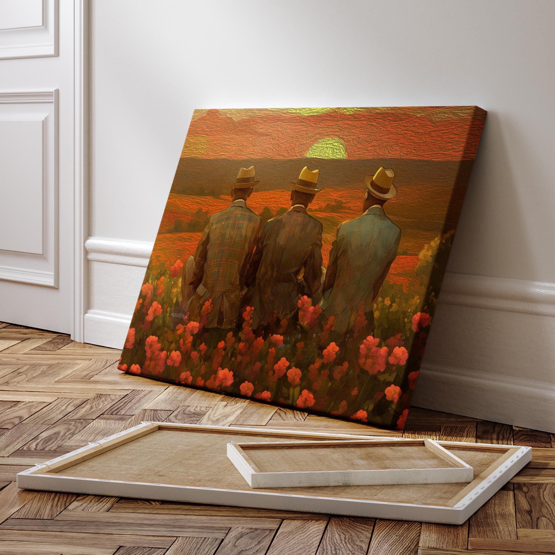 African American Man Canvas, Black Brothers Art, Black Men Wall Art, Brotherhood Art Print, Vintage Style Brotherhood Portrait