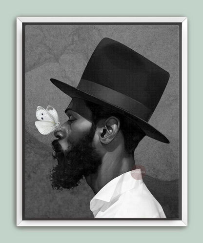 African American Man Portrait Print: Black White Modern Canvas Art