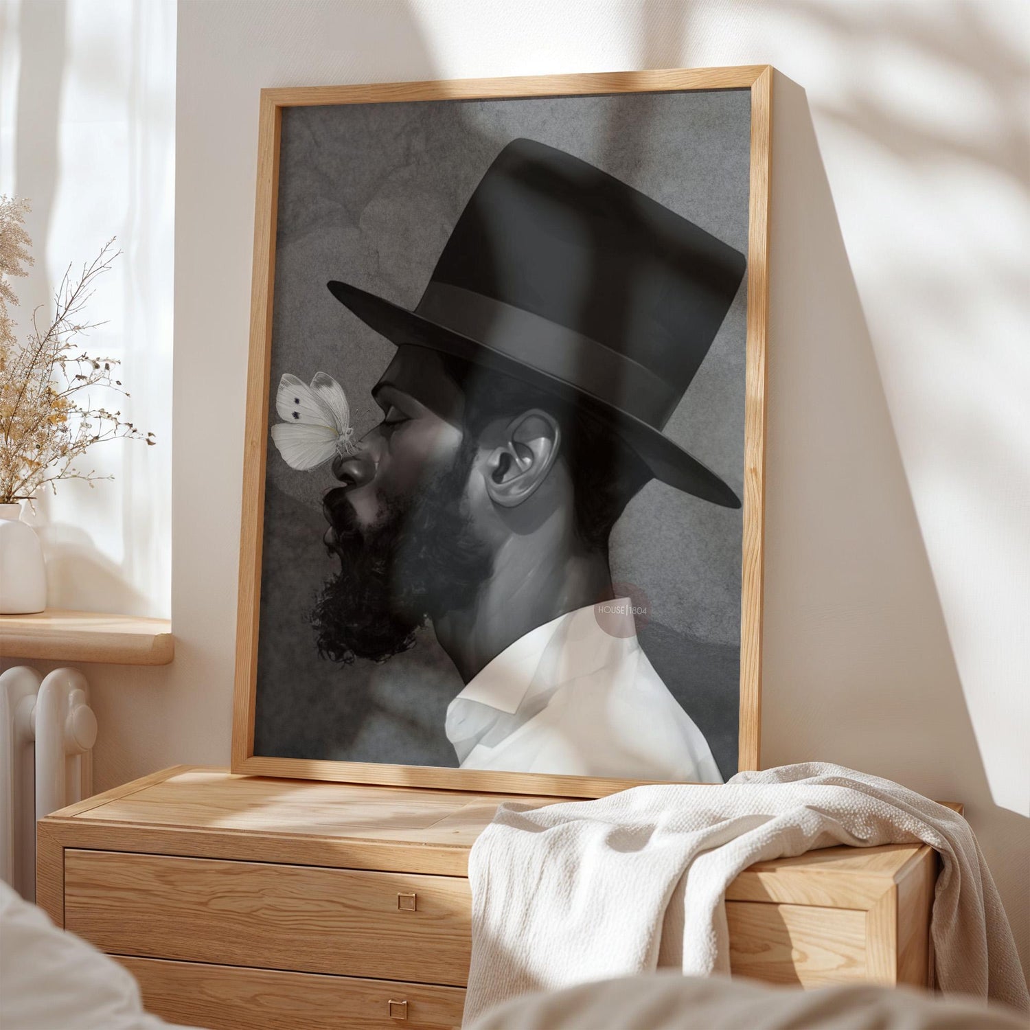African American Man Portrait Print: Black White Modern Canvas Art