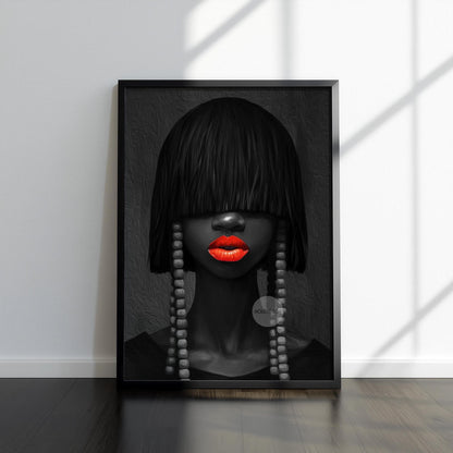Black and White Afrocentric Woman Canvas Art