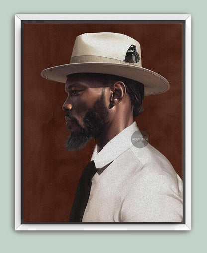 African American Couple Bohemian Canvas Art Print, Set of 2