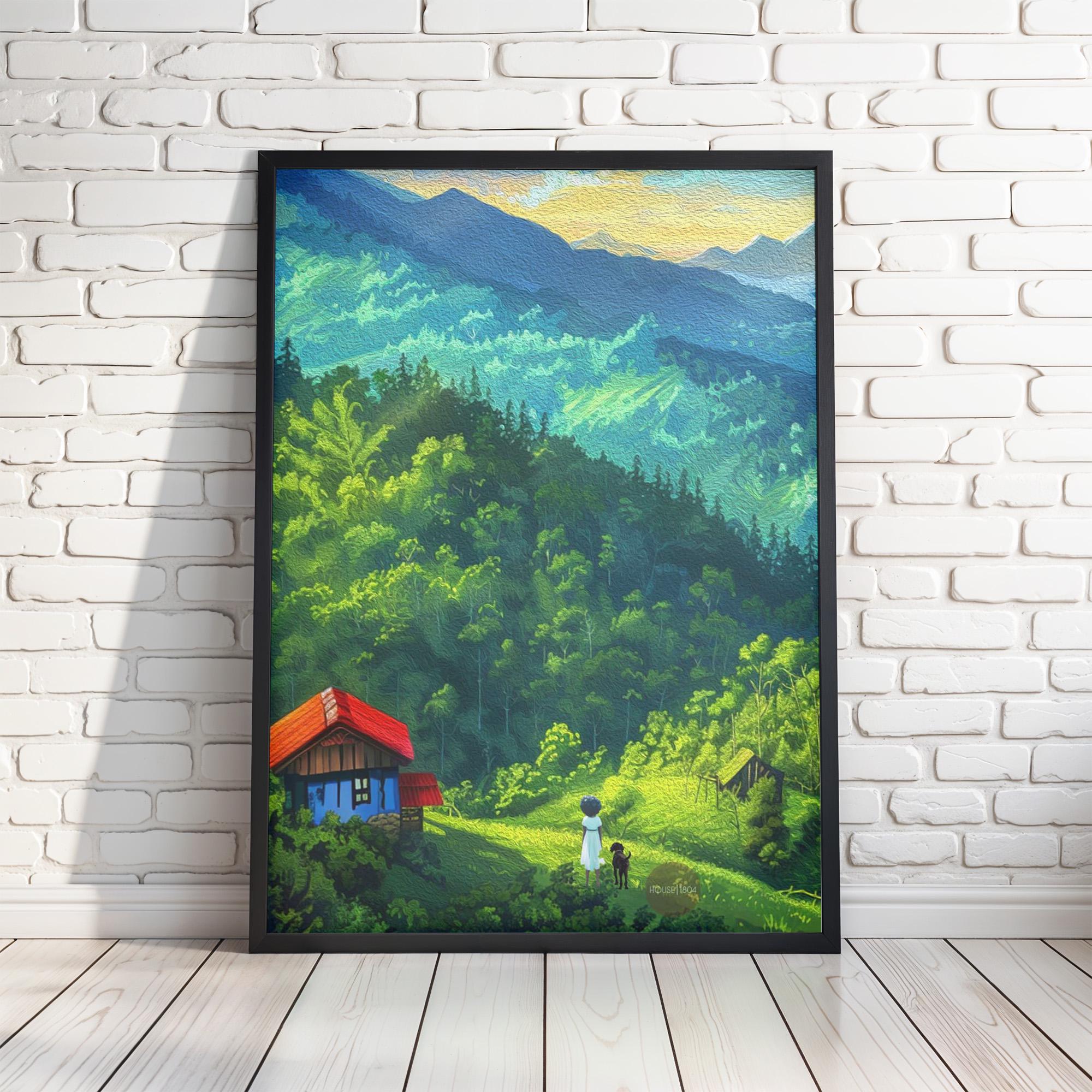 Black Woman in Country Field Scene Art Print