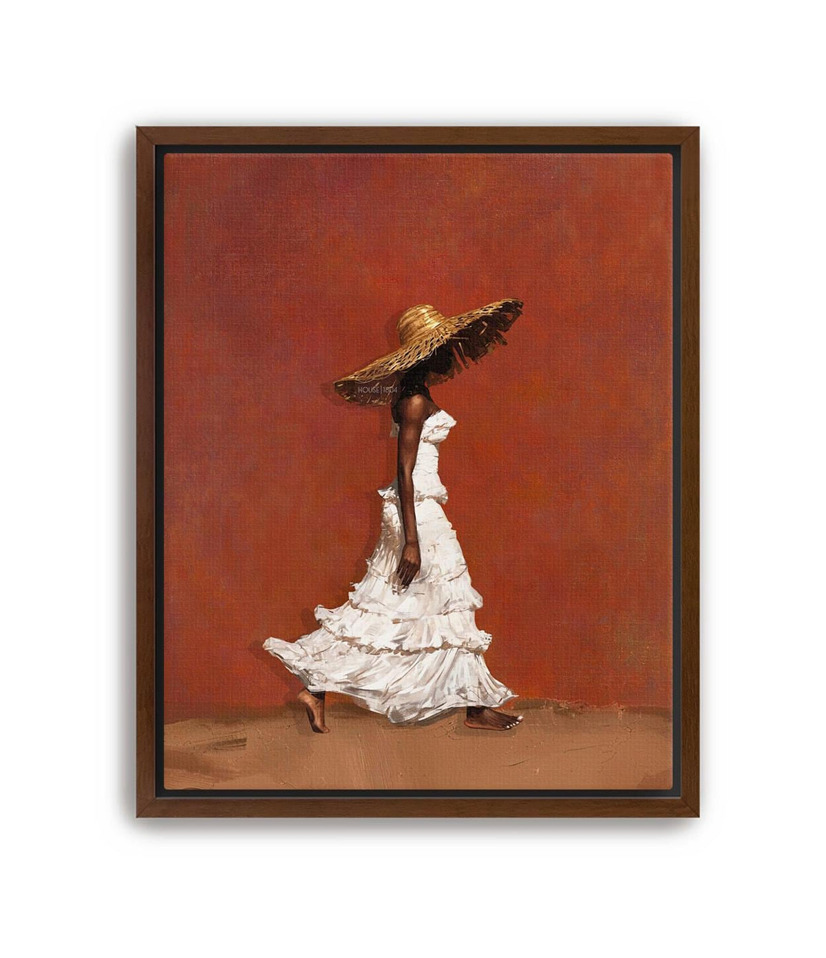 Afrocentric Wall Art, Terracotta Black Woman Portrait Canvas | Framed Unframed
