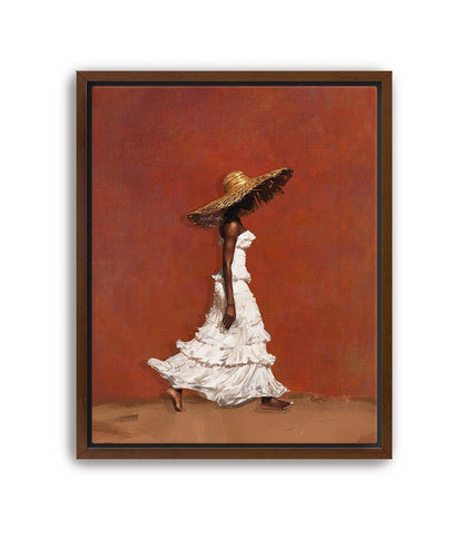 Afrocentric Wall Art, Terracotta Black Woman Portrait Canvas | Framed Unframed