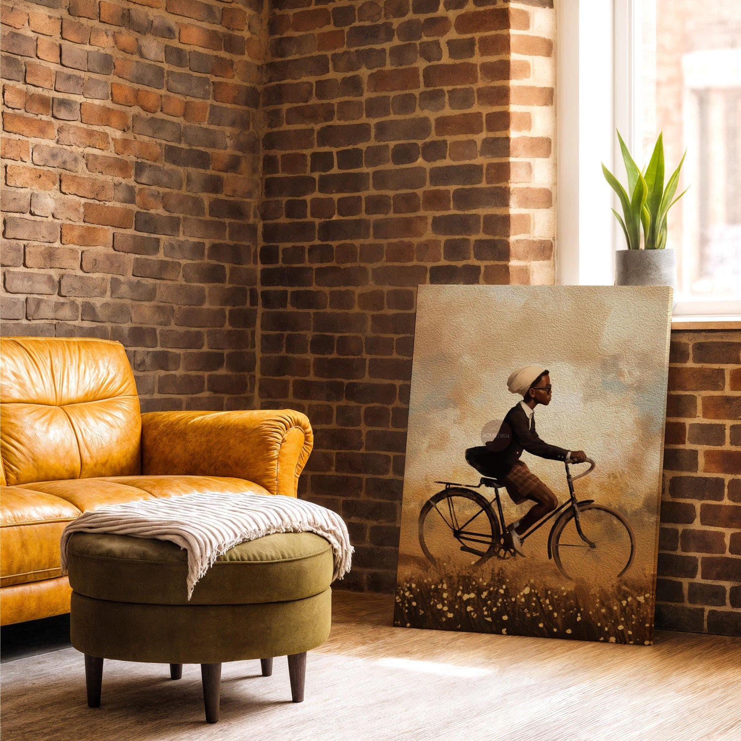 Black Boy Whimsical Framed Canvas Art