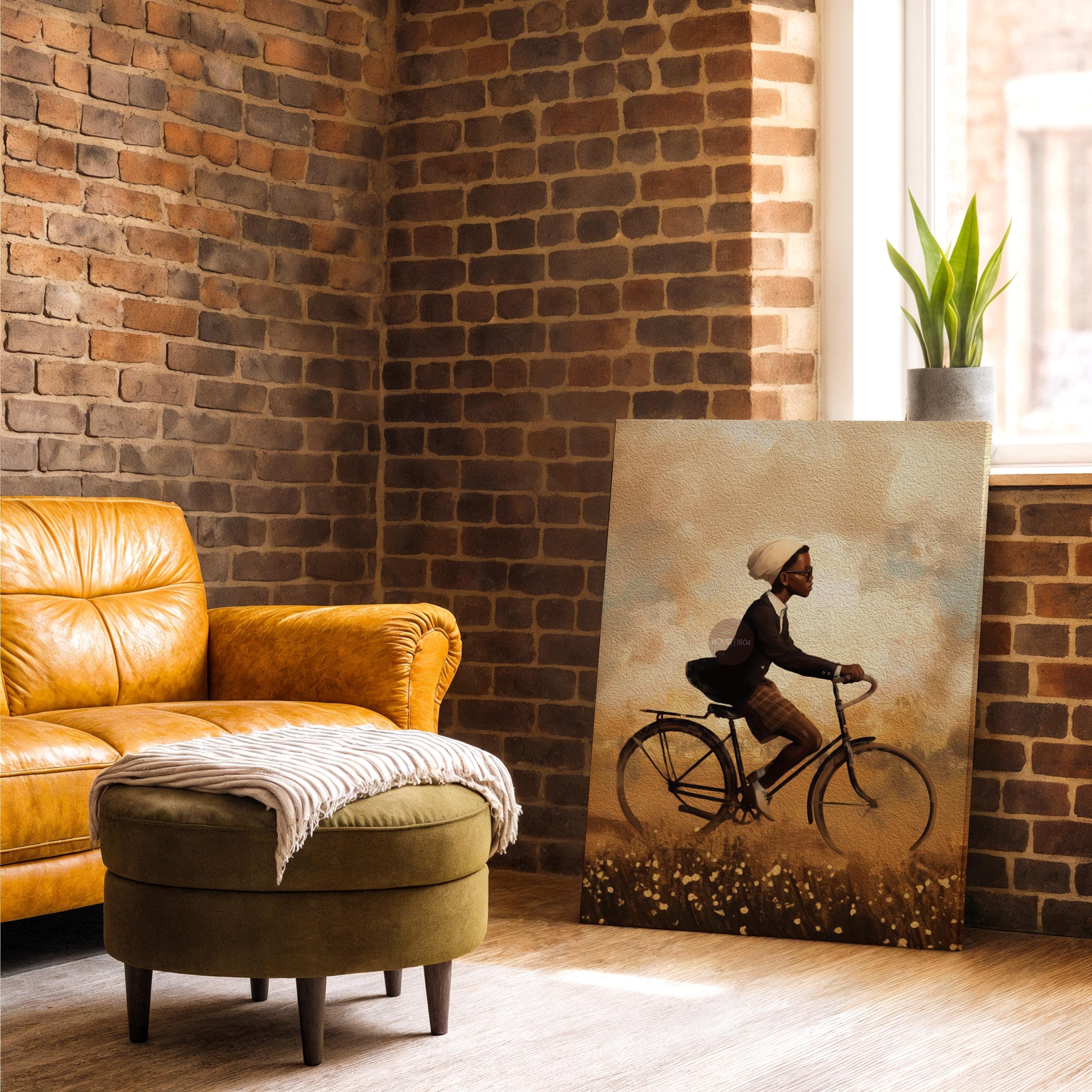 Black Boy Whimsical Framed Canvas Art