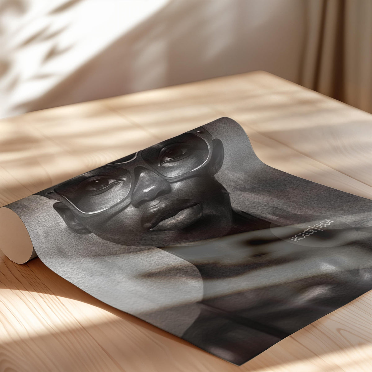 Black Woman Wall Art, Quirky Glasses Canvas Print Black White Art