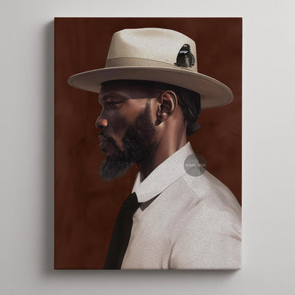 African American Couple Bohemian Canvas Art Print, Set of 2