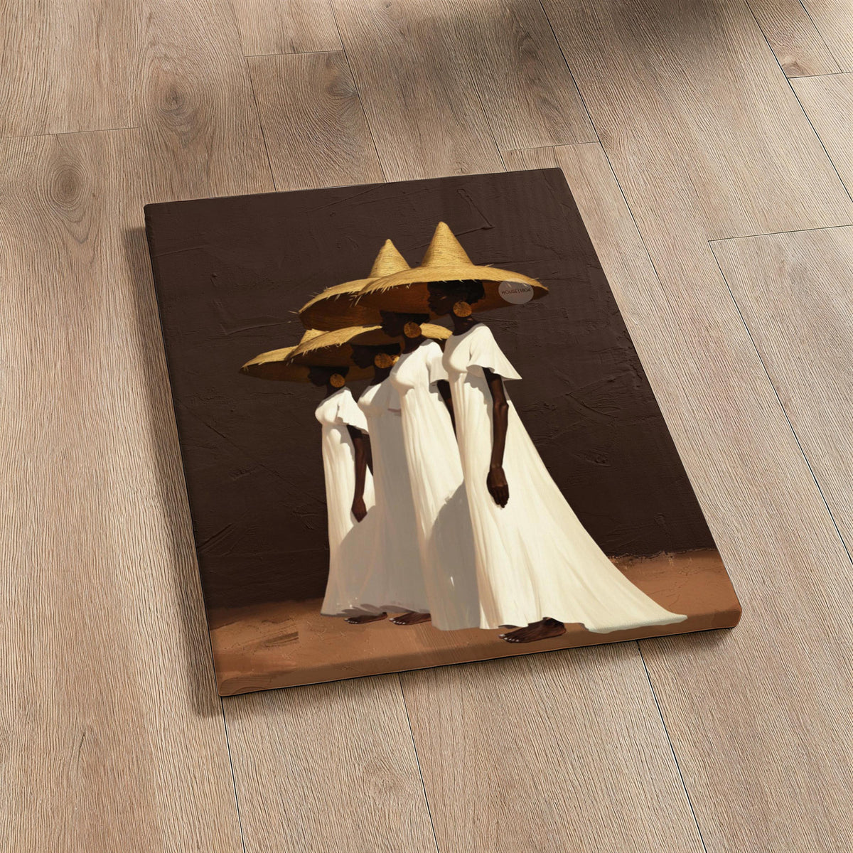 Afrocentric Women Wall Art, Minimalist Brown Canvas Print | Framed or Unframed