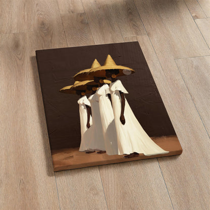 Afrocentric Women Wall Art, Minimalist Brown Canvas Print | Framed or Unframed