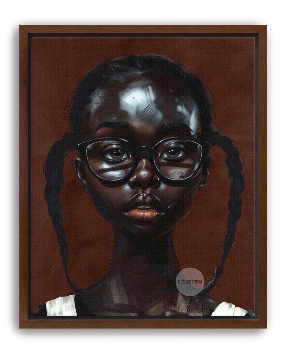 Little Black Girl Wall Art Framed: Afrocentric, African American Children Canvas Print
