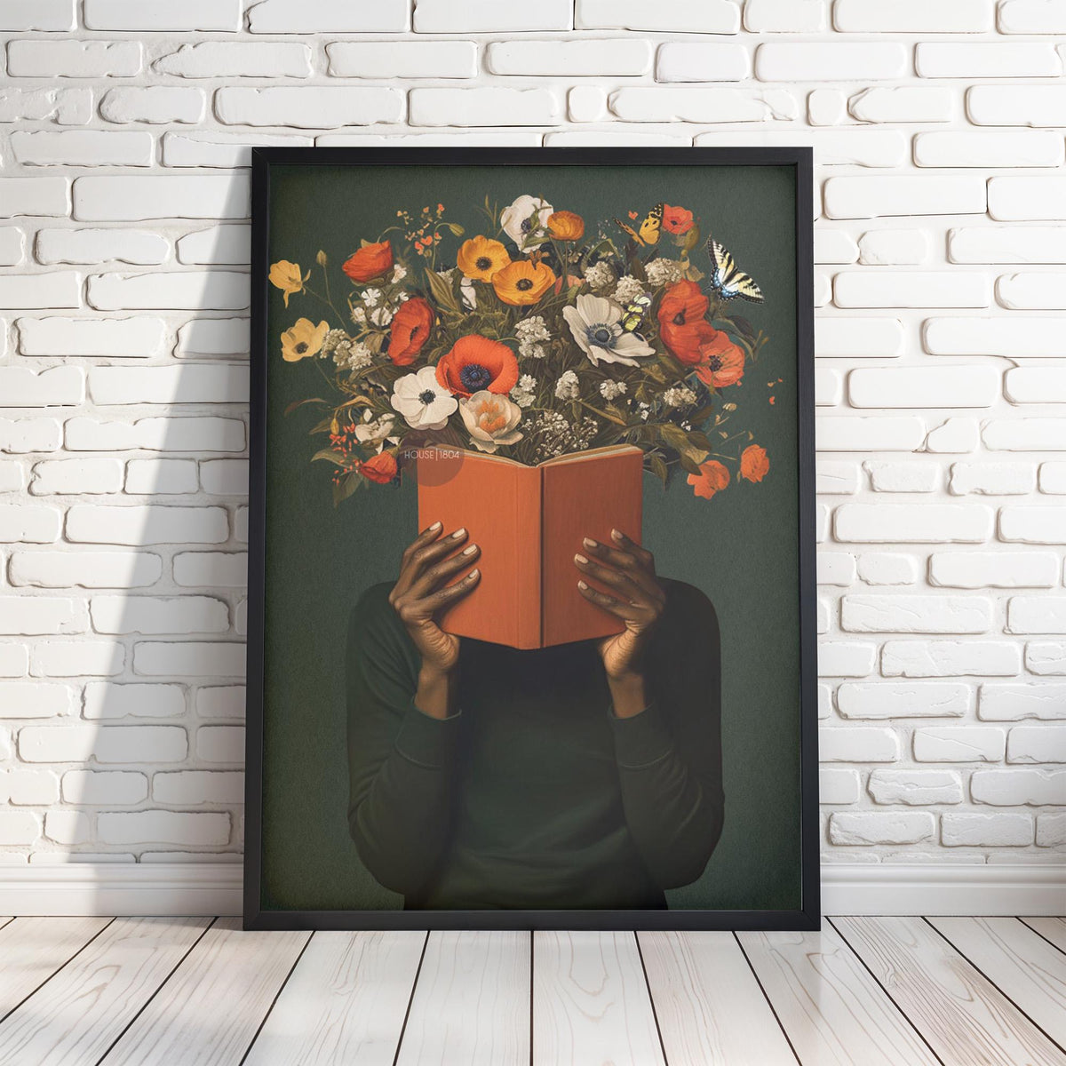 Black Reading Wall Art, African American Book Lover Canvas Print, Framed Unframed Art