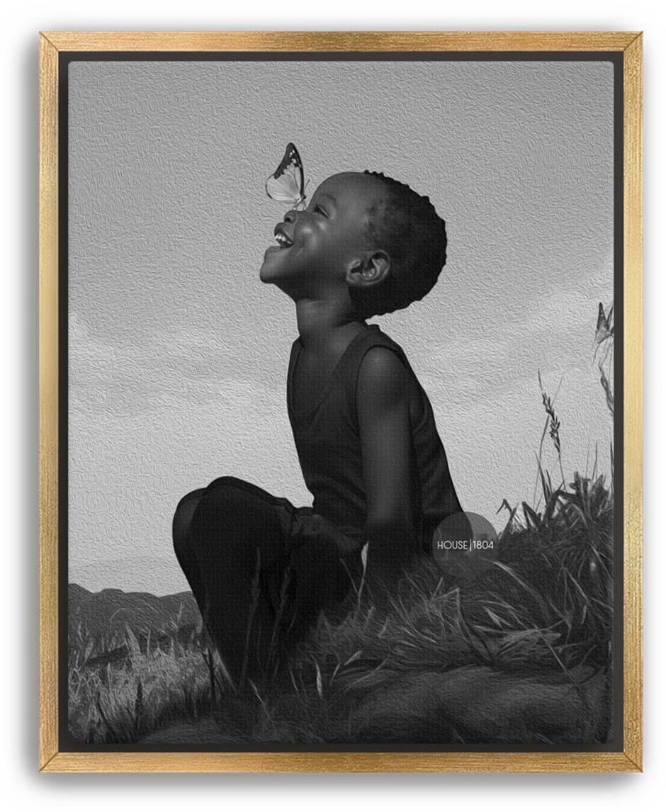 Black Boy Joy Art Canvas Framed, Black and White
