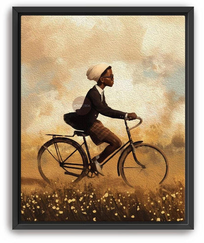 Black Boy Whimsical Framed Canvas Art